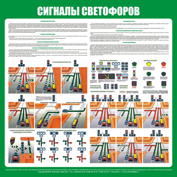 С39 Стенд сигналы светофоров (1000х1000 мм, пластик ПВХ 3 мм, алюминиевый багет золотого цвета) - Стенды - Стенды по безопасности дорожного движения - . Магазин Znakstend.ru